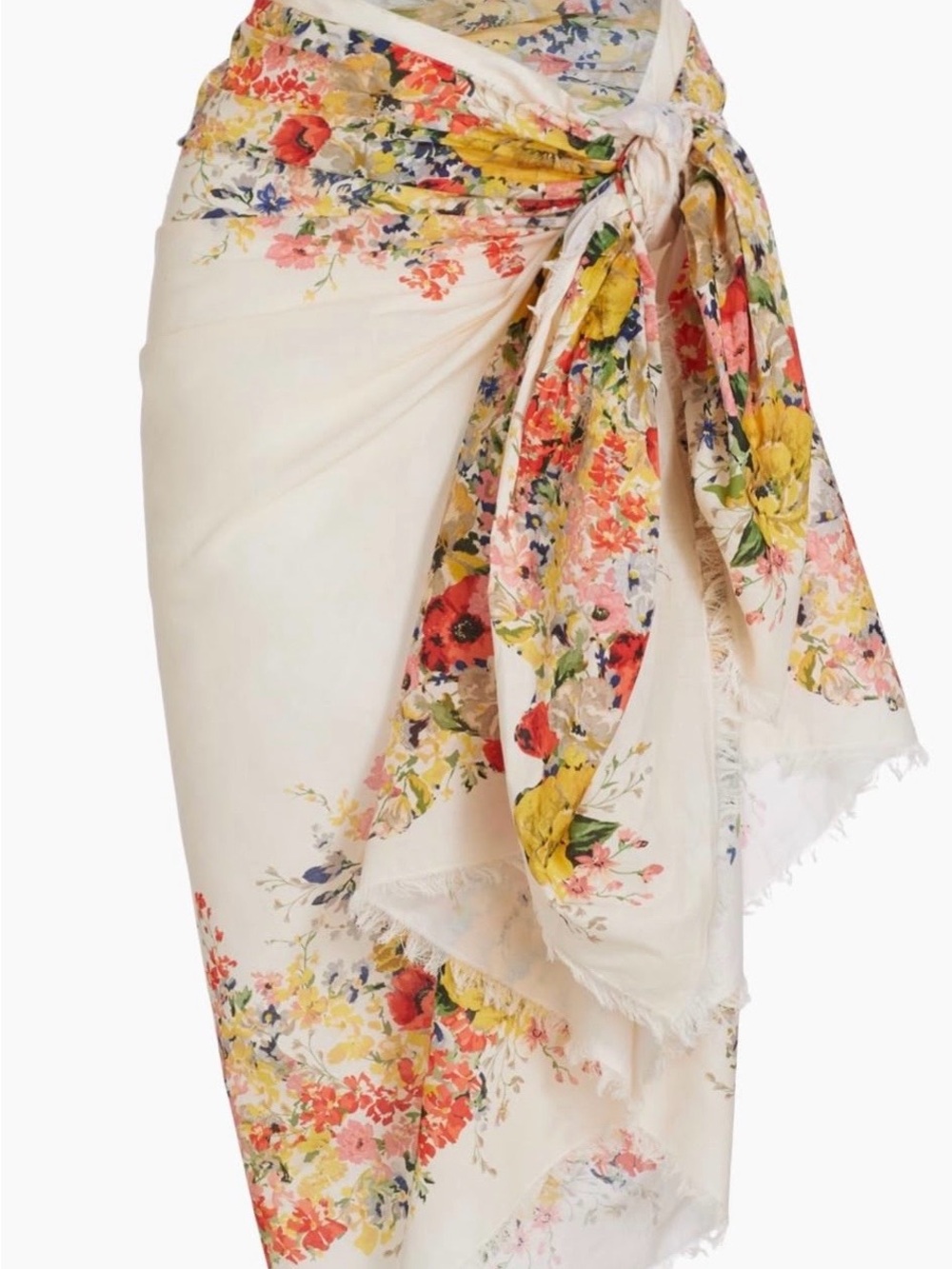 Zimmermann Printed Cotton Floral Pareo Ivory